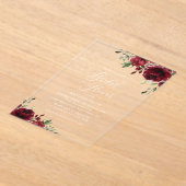 Invitations En Acrylique Fleurs de Bourgogne, Fleurs Rouges, Bohème, Lancem (Poser)