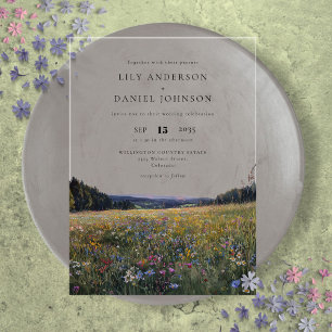 Invitations En Acrylique Fleurs de couleur aquarelle Fleurs sauvages Mariag