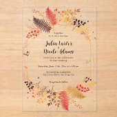 Invitations En Acrylique Fleurs de forêt sauvage Mariage de feuillage de ch (Recto)