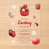 Invitations En Acrylique Fleurs de gâteau Ladybug Bébé Naissance (Recto)