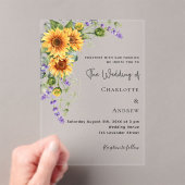 Invitations En Acrylique Fleurs de lavande de tournesol bleu mariage (In situ (ordinateur de poche))