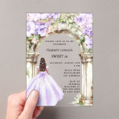 Invitations En Acrylique Fleurs de lavande robe arc clair Sweet 16 (In situ (ordinateur de poche))