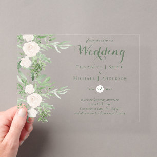 Invitations En Acrylique Fleurs de magnolia en acrylique clair BUDGET pour