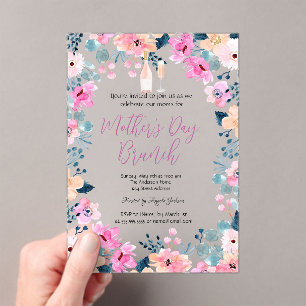 Invitations En Acrylique Fleurs de printemps Vin Brunch de la fête des mère