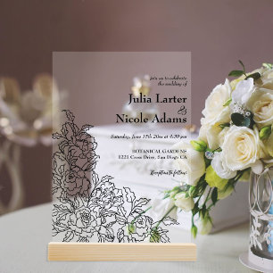 Invitations En Acrylique Fleurs de rose sauvage Jardin Affaire Mariage
