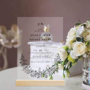 Invitations En Acrylique Fleurs de Rose Sauvage Jardin Affaire Mariage