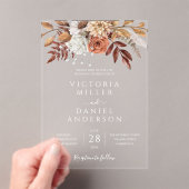 Invitations En Acrylique Fleurs de rouille en terre cuite Boho Mariage de f (In situ (ordinateur de poche))