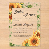 Invitations En Acrylique Fleurs de soleil Fête des mariées claire (Recto)