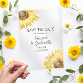 Invitations En Acrylique Fleurs de soleil jaunes Mariage d'aquarelle Enregi