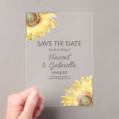 Invitations En Acrylique Fleurs de soleil jaunes Mariage d'aquarelle Enregi (In situ (ordinateur de poche))