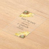 Invitations En Acrylique Fleurs de soleil jaunes Mariage d'aquarelle Enregi (Poser)
