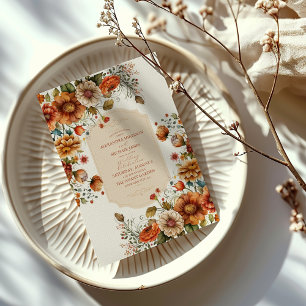 Invitations En Acrylique Fleurs de terre cuite rouille Mariage automnal ora