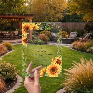 Invitations En Acrylique Fleurs de tournesol clair mariage