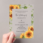 Invitations En Acrylique Fleurs de tournesol clair mariage (In situ (ordinateur de poche))