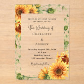 Invitations En Acrylique Fleurs de tournesol clair mariage (Recto)