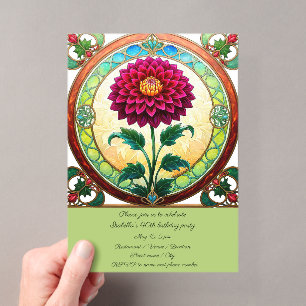 Invitations En Acrylique Fleurs de verre tendues Fête d'anniversaire