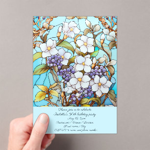 Invitations En Acrylique Fleurs de verre tendues Fête d'anniversaire