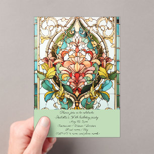 Invitations En Acrylique Fleurs de verre tendues Fête d'anniversaire