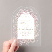 Invitations En Acrylique fleurs d'haleine rose blanche pour bébé Baptême (In situ (ordinateur de poche))