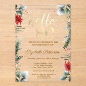 Invitations En Acrylique Fleurs d'hiver Poinsettia 80e anniversaire (Recto)