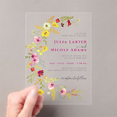 Invitations En Acrylique Fleurs d'orchidées violettes roses Mariage de cour (In situ (ordinateur de poche))