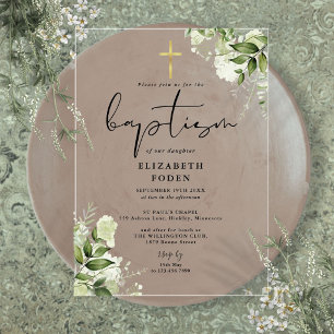 Invitations En Acrylique Fleurs Élégantes Modernes de Verdure Rustique pour