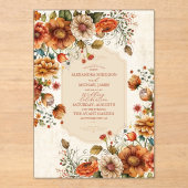 Invitations En Acrylique Fleurs en terre cuite rouille Mariage de automne o (Recto)