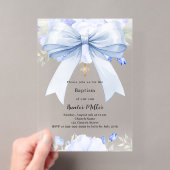 Invitations En Acrylique Fleurs garçon arc bleu baptême clair (In situ (ordinateur de poche))