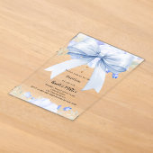 Invitations En Acrylique Fleurs garçon arc bleu baptême clair (Poser)
