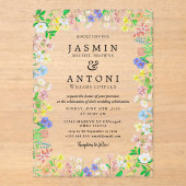 Invitations En Acrylique Fleurs Mariage de feuillage de chute (Recto)