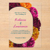 Invitations En Acrylique Fleurs modernes rose vert jaune (Recto)
