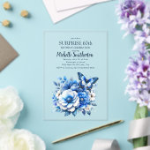 Invitations En Acrylique Fleurs papillons bleues Surprise 60e anniversaire (Insitu (Mariage))