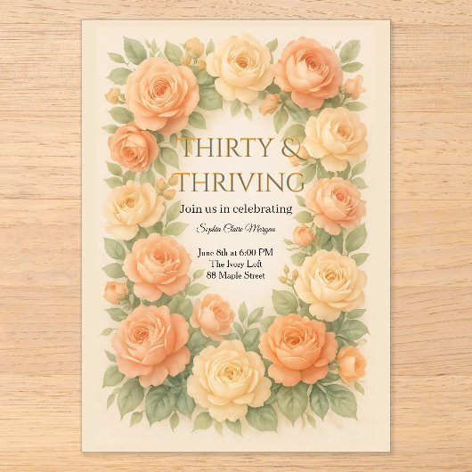 Invitations En Acrylique Fleurs pastel en fleurs (Recto)