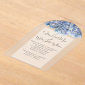 Invitations En Acrylique Fleurs Réelles Bleu de Mariage (Poser)
