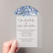 Invitations En Acrylique Fleurs Réelles Bleu de Mariage (In situ (ordinateur de poche))
