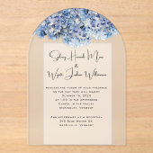 Invitations En Acrylique Fleurs Réelles Bleu de Mariage (Recto)