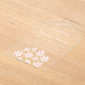 Invitations En Acrylique fleurs rose pâle Baptême (Poser)
