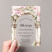 Invitations En Acrylique Fleurs roses arch beige clair anniversaire (In situ (ordinateur de poche))