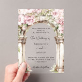 Invitations En Acrylique Fleurs roses arche mariage clair (In situ (ordinateur de poche))