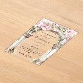 Invitations En Acrylique Fleurs roses arche mariage clair (Poser)