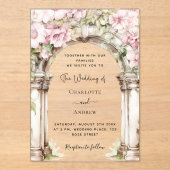 Invitations En Acrylique Fleurs roses arche mariage clair (Recto)