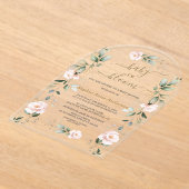 Invitations En Acrylique Fleurs roses Blush Gold Girl en Fleur (Poser)