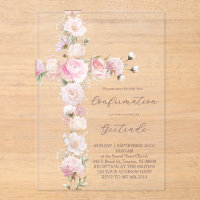 fleurs roses croix Confirmation