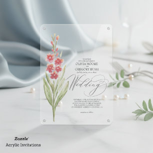 Invitations En Acrylique Fleurs roses douces romantiques Jardin d'été