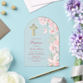 Invitations En Acrylique Fleurs roses et papillons Arch Baptême (Insitu (Mariage))