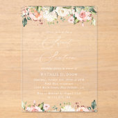 Invitations En Acrylique Fleurs roses, Fleurs blanches, Boho, Sweet 16 (Recto)