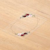 Invitations En Acrylique Fleurs Rouges Bourgogne, Fleurs Roses, Douces 16 (Poser)