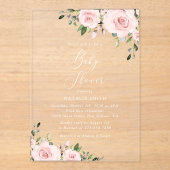 Invitations En Acrylique Fleurs Rouges, Fleurs Roses, Boho, Baby shower (Recto)