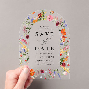 Invitations En Acrylique Fleurs Sauvages Audacieuses Vibrantes Mariage Épar