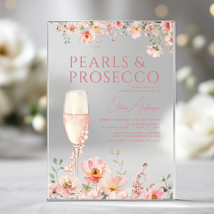 Invitations En Acrylique Fleurs sauvages Perles & Prosecco Blush Enterremen